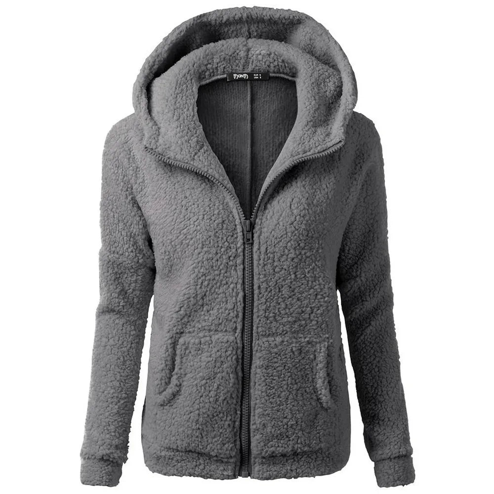 Winter Warm Hoodie Jacket Casual Female Hoodies Sweater shirt Zipper Coat Teddy Bear Wool Coats