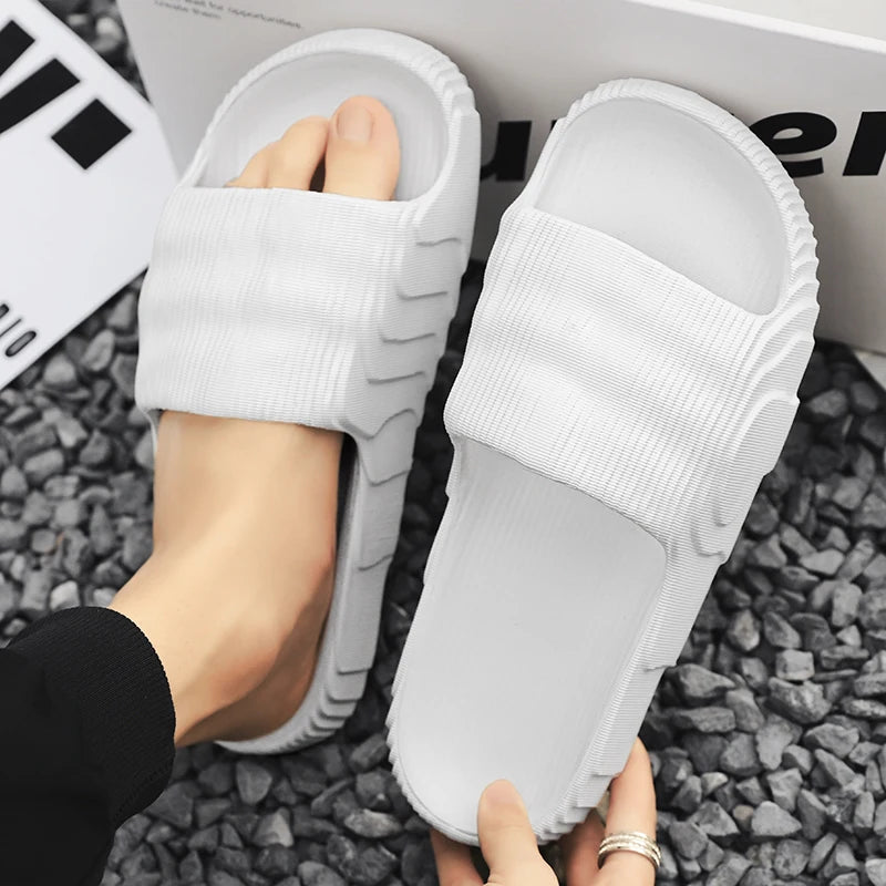 Soft Home Slippers Couple Summer Indoor Skid Proof Bathroom Slippers Sandals Hotel Solid Color Men Women Flat Shoes