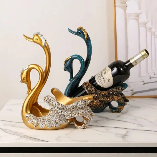 Creative Couple Swan Wine Rack Love At First Sight Simple Resin Suitable for Home Decoration Ornaments