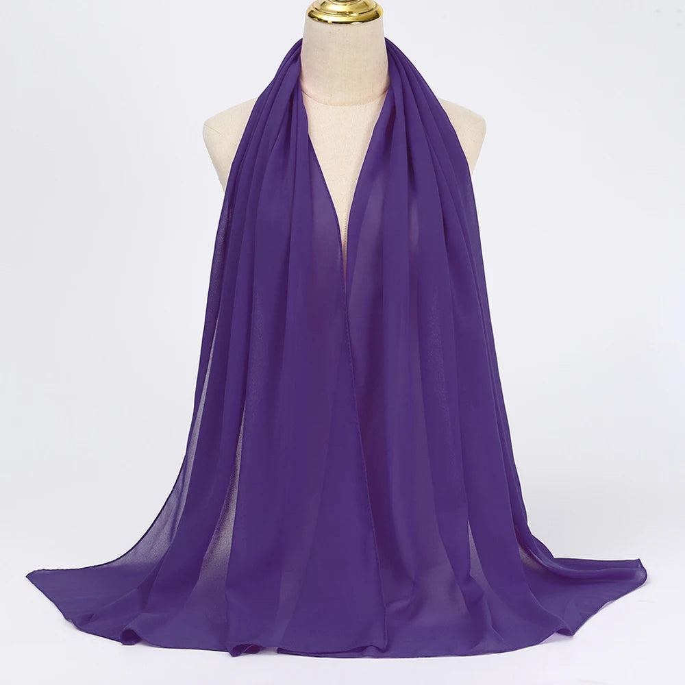 Muslim Chiffon hijab Scarf Long Solid Color Head Wrap Women's Hijabs & Scarves Jersey Hijab Veil
