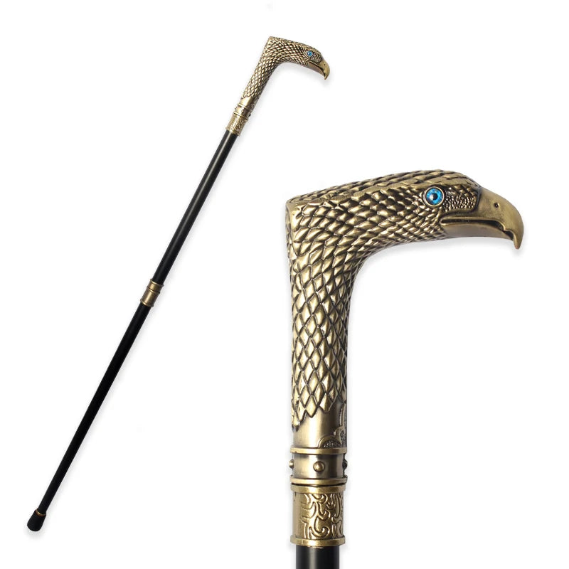 Bronze Eagle-Head Walking Stick Cane Man Party Decorative Walking Cane Men Fashion Elegant Hand Cane Vintage Canes Walking Stick