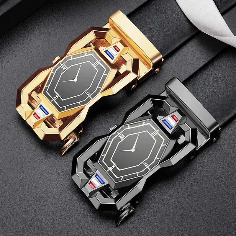 High Quality Genuine Leather Belt, For Men's Luxury Automatic Metal Alloy Buckle Men's Waist Belt