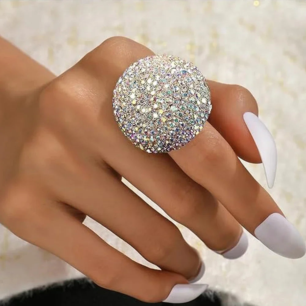 Colourful Round Finger Rings Wedding Jewellery Adjustable Christmas Open Ring