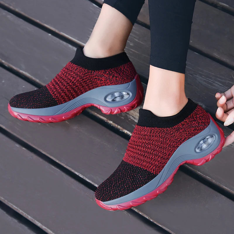 Women's Casual Sports Socks Sneakers Thick Sole Air Cushion Rocking Shoes