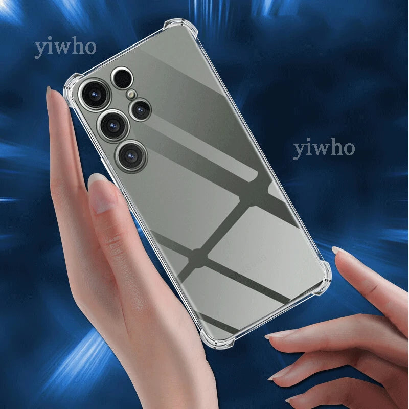 Shockproof Clear Silicone Soft Back Case For Samsung S24 S23 S22 S21 Ultra plus note20 Galaxy S 23 22 21 FE + Phone Cases Covers - Hiron Store