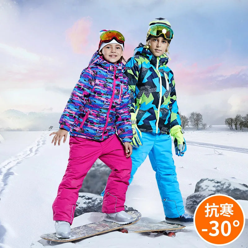 winter Children brand ski jacket boy girl kids  skiing snowsuit Waterproof outdoor sports jacket clothes teen 12 14 NEW parka