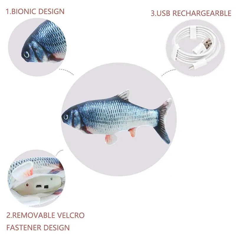 Cat Dog Toy Fish USB Charging Electric Floppy Simulation Fish Interactive Training Teeth Grinding Pet Chew Toys - Hiron Store