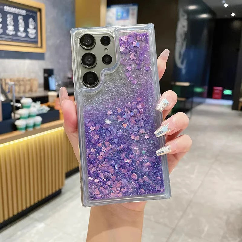 Floating Glitter Liquid Bling Case Cover For Samsung S24 Ultra S23 Plus S22 S21 Note 20 Quicksand Dynamic Phone