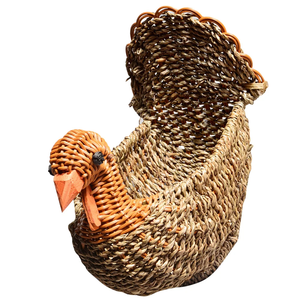 Desktop Decorative Turkey Shaped Weaving  Multi-function Woven Basket Desktop Snack Organizer Woven Storage Basket - Hiron Store