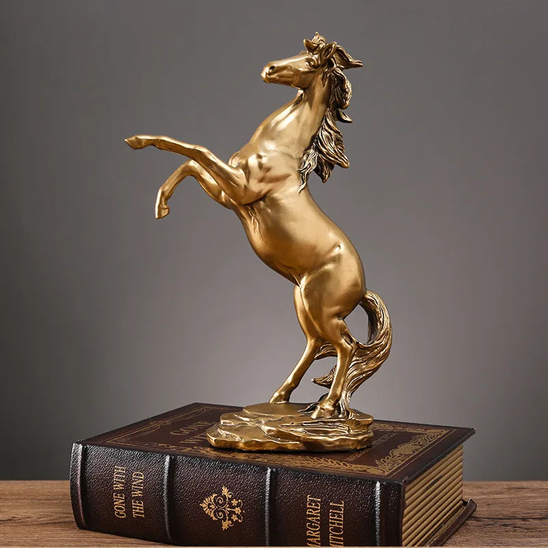 Creative Gold Silver Black Horse Resin Sculpture, Horse Model Home Decor Animal Decoration