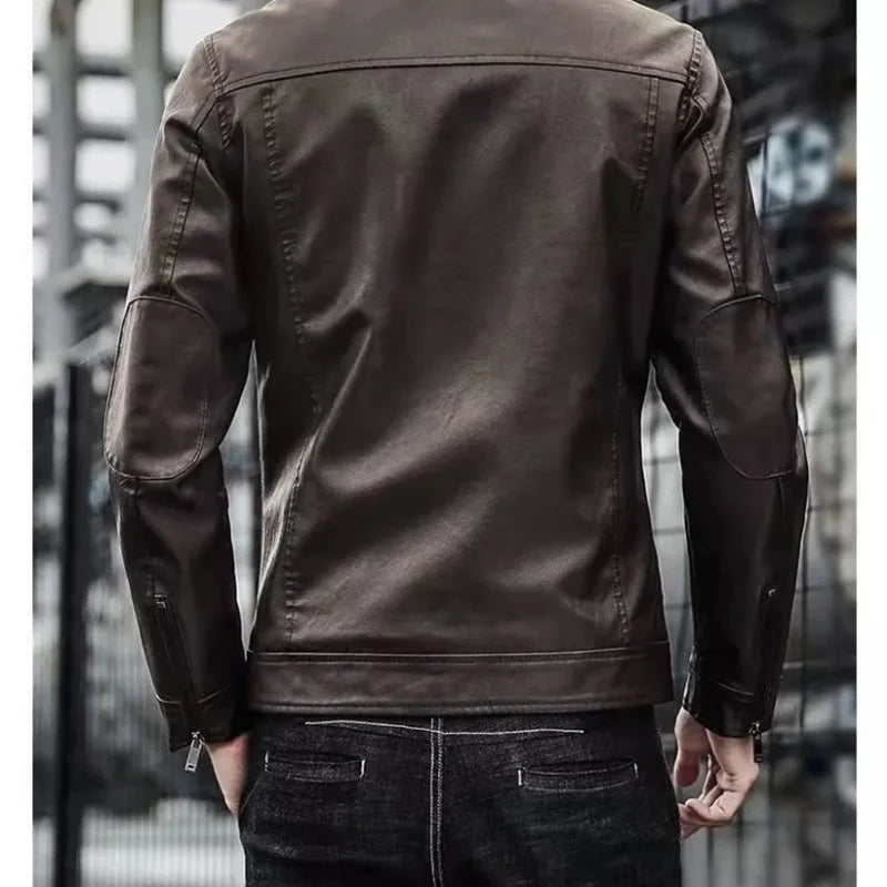 Men Suit Jacket Slim Fit Short Coat Leather jacket Streetwear Casual Blazer