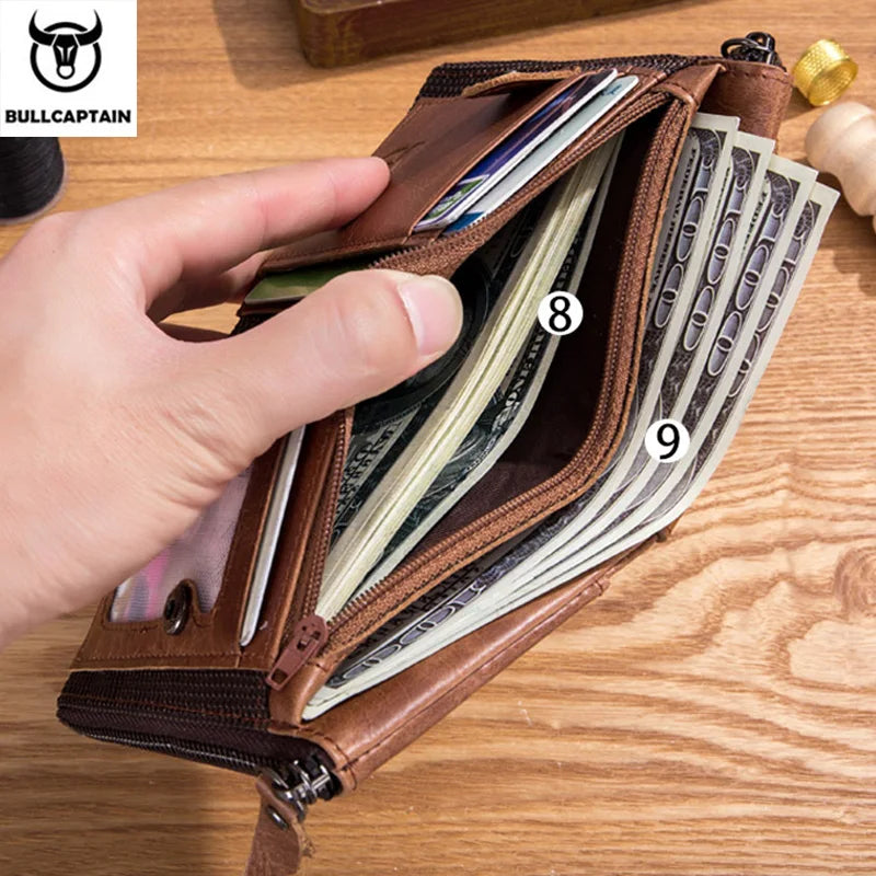 leather men's wallet zipper buckle short money wallet card holder coin purse RFID wallets