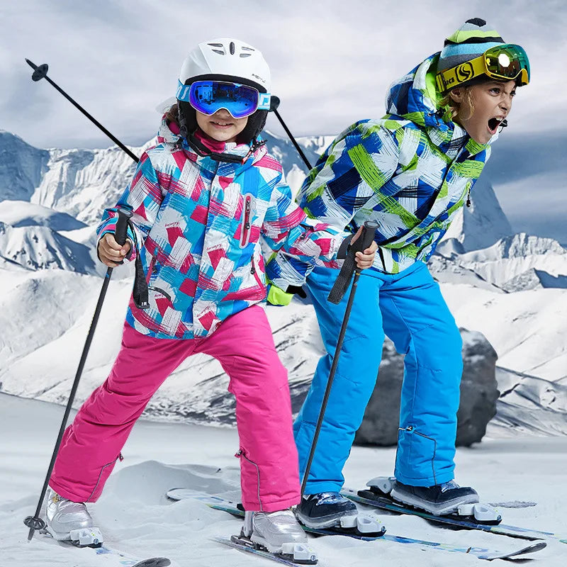 winter Children brand ski jacket boy girl kids  skiing snowsuit Waterproof outdoor sports jacket clothes teen 12 14 NEW parka