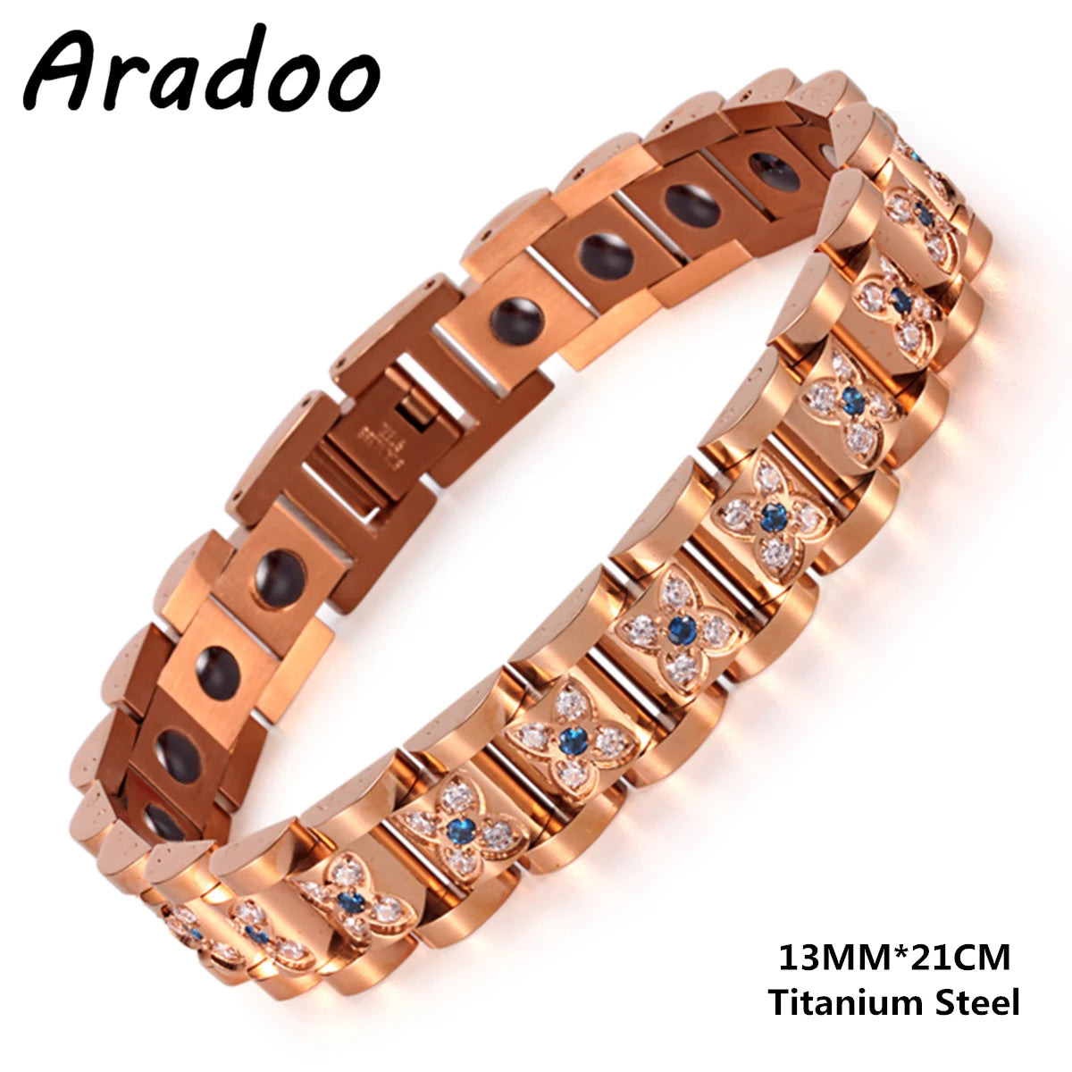 Titanium Steel Zirconia Bracelet Classic Retro Light Luxury Magnetic Therapy Bracelets - Hiron Store