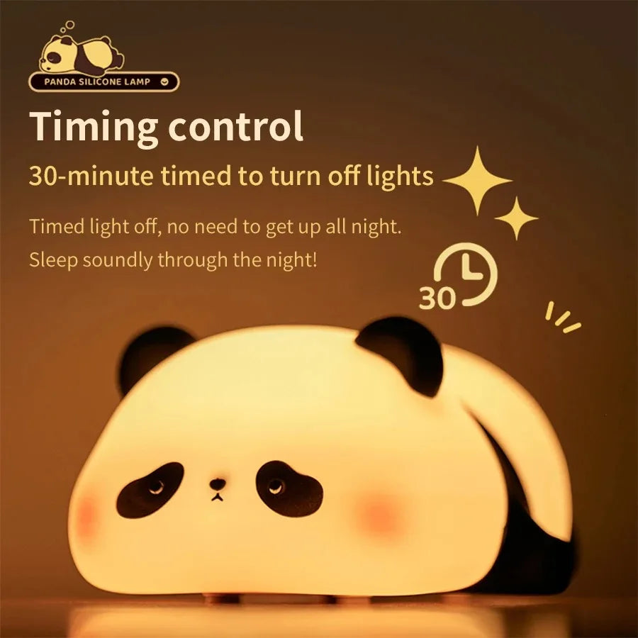 Touch Sensor Night Lights Cute Panda Silicone Lamp LED Rechargeable Kids Night Light