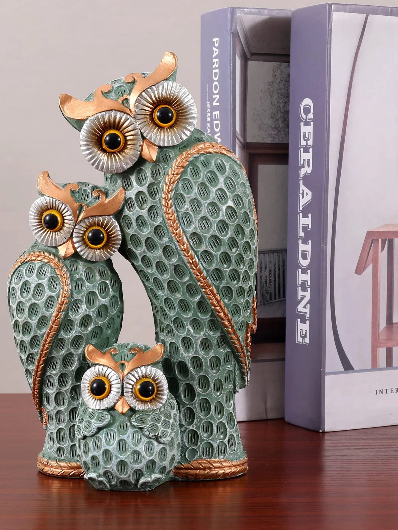 1pc Resin Owl Family Animal Decoration,Home Decor,Living Room,Bookshelf,Wine Cooler,TV Stand Decoration