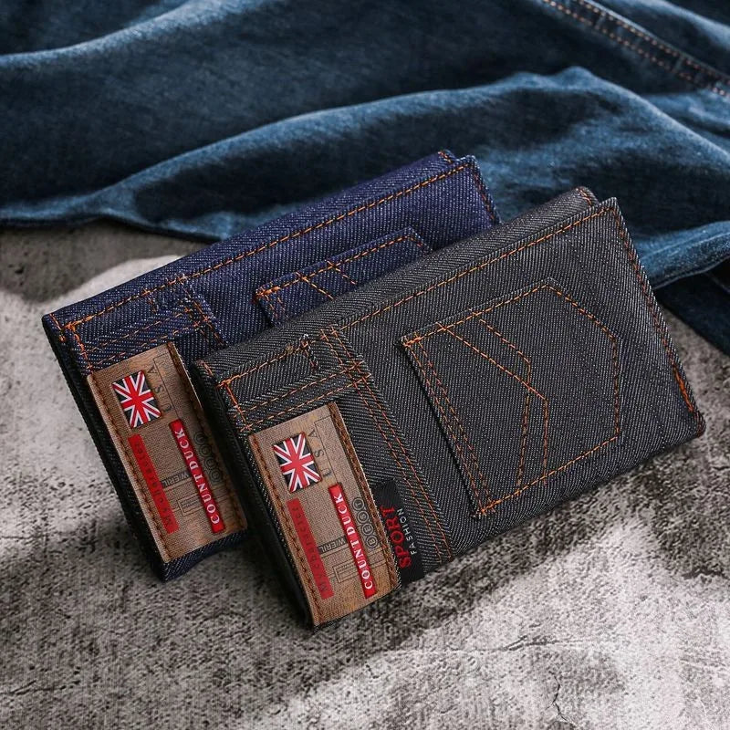 Vintage Men Wallet Coin Bag Long Style Purse Denim Cloth Wallets