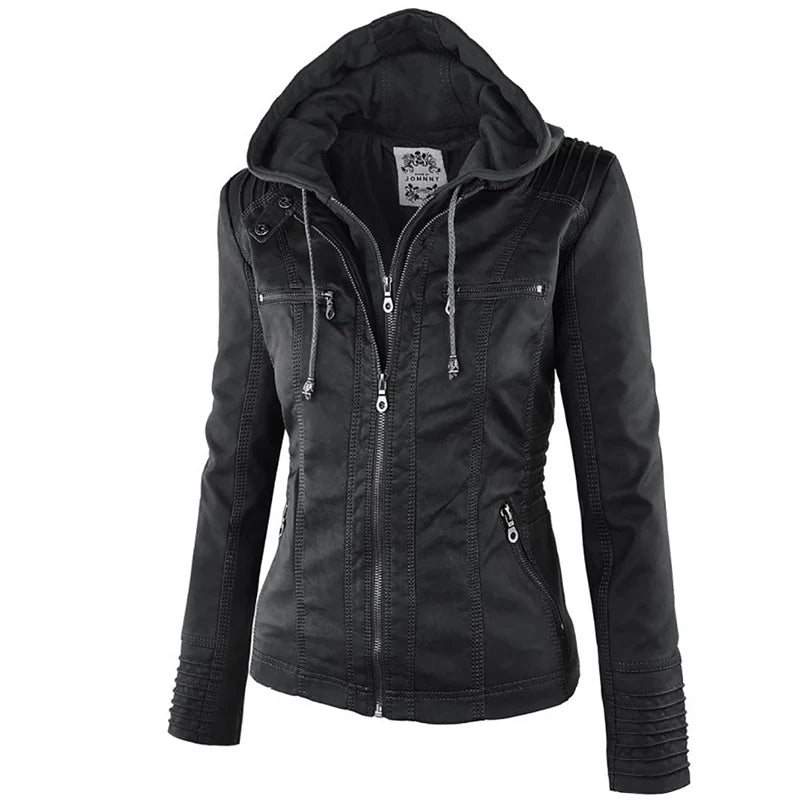 Winter Faux Leather Jacket Women Coats Ladies Basic Jackets Waterproof Windproof Coat