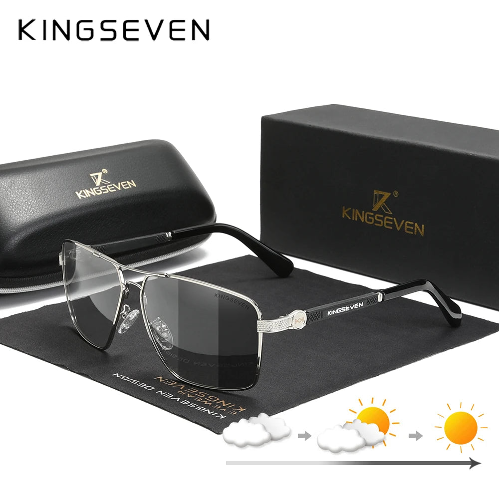 KINGSEVEN Design  Men/Women Sunglasses, New Polarized UV400 Coating Optical Lens ,Auto Reset Square Frame Driving