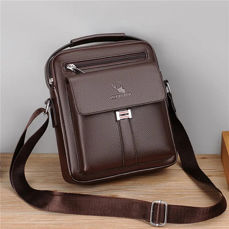 Men Crossbody Shoulder Bags Waterproof Vintage Men Handbags Large Capacity PU Leather Bag