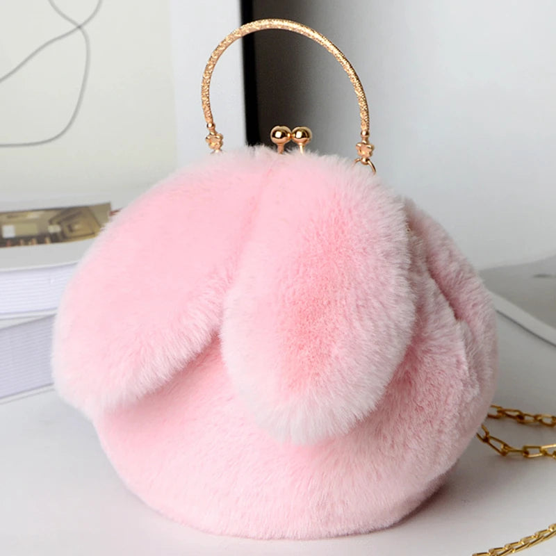 Cute Plush Rabbit Crossbody Bags for Women Korean Version Cute Purses and Handbags Girls New Rabbit Ear Shoulder Messenger Bag - Hiron Store