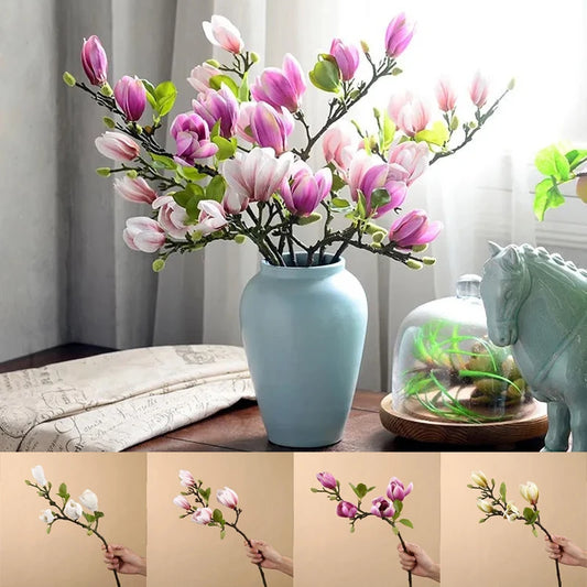 Artificial Flowers Simulation Magnolia Branch For Home Living Room Decoration Silk Flower Bouquet Table Wedding Party Decor - Hiron Store