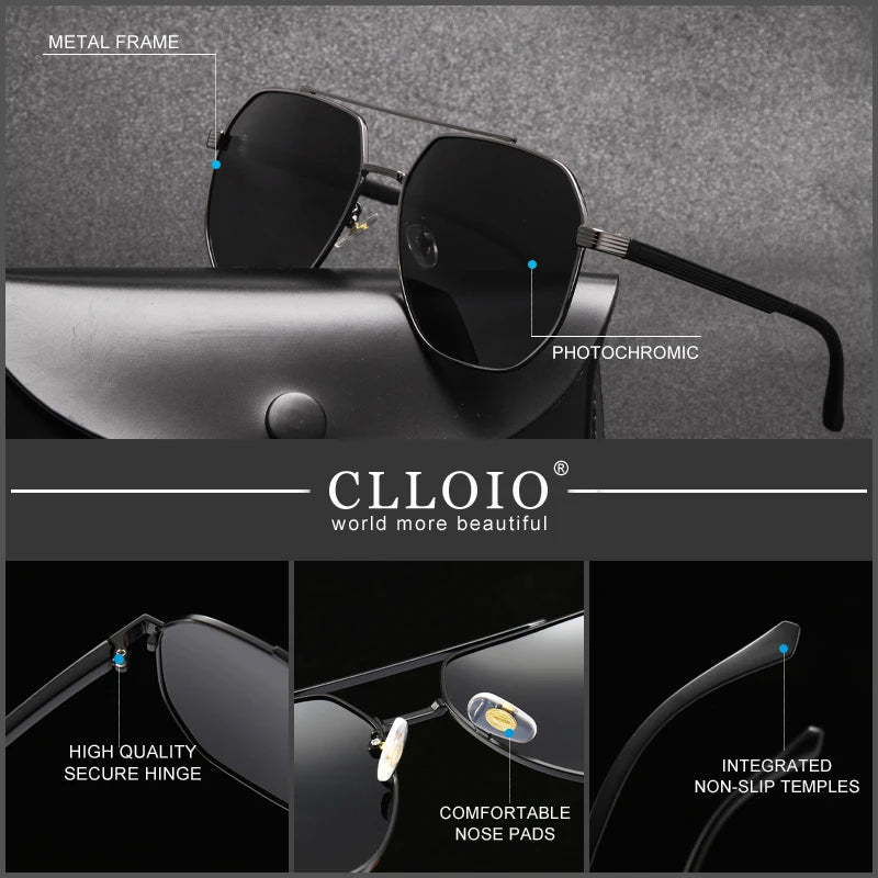 CLLOIO Classic Men & Women  Sunglasses,  Polarized Driving Shades Sun Glasses, Travel Anti-glare ,Chameleon Glasses