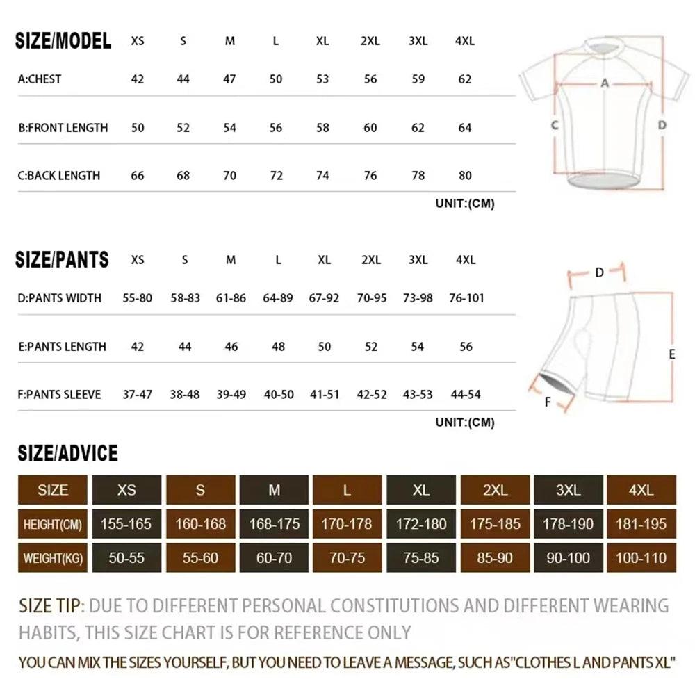 Men Summer Short Sleeve Cycling Jersey Set MTB Maillot Ropa Ciclismo Bicycle Wear Breathable Cycling Clothing - Hiron Store