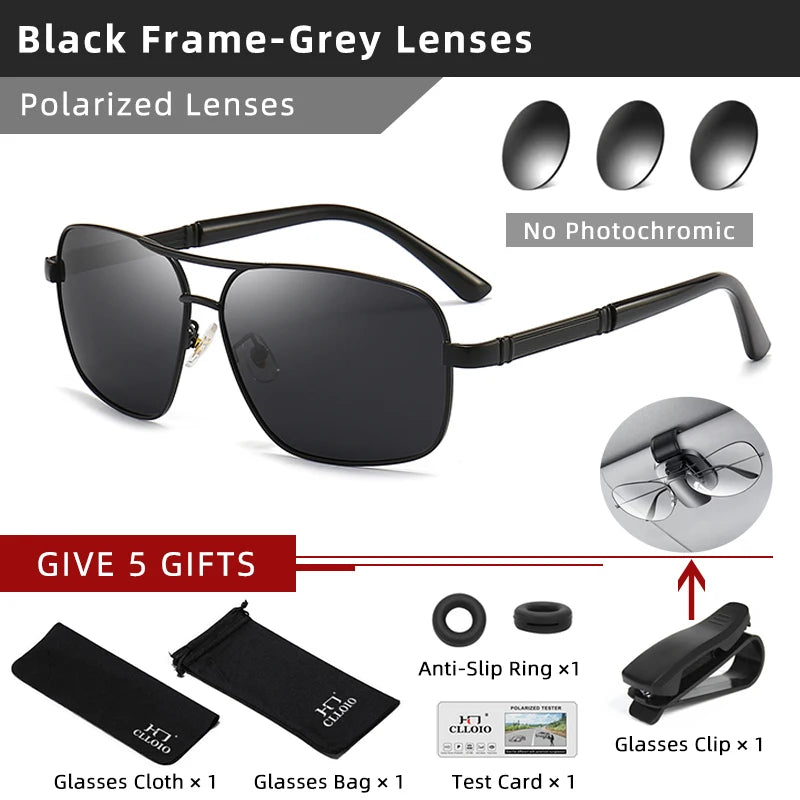 CLLOIO Classic Men & Women  Sunglasses,  Polarized Driving Shades Sun Glasses, Travel Anti-glare ,Chameleon Glasses