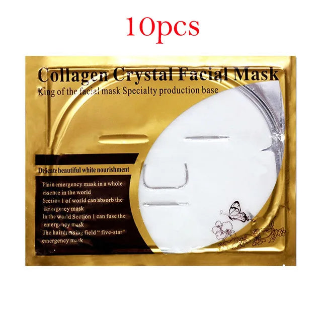 10pcs Crystal Collagen Gold Face Masks Beauty Skin Care Anti-Again Hydrating Moisturizing Facial Mask for Face Care