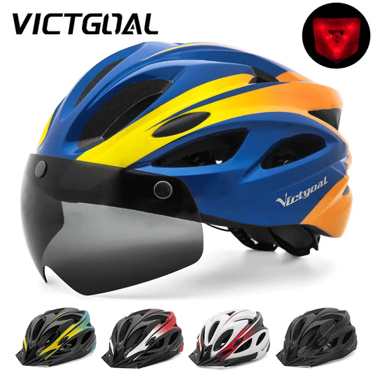 VICTGOAL Bicycle Helmet For Men Taillight Magnetic Goggles UV400 Lens Sun Visor Cycling Helmets MTB Electric Scooter Bike Safety - Hiron Store