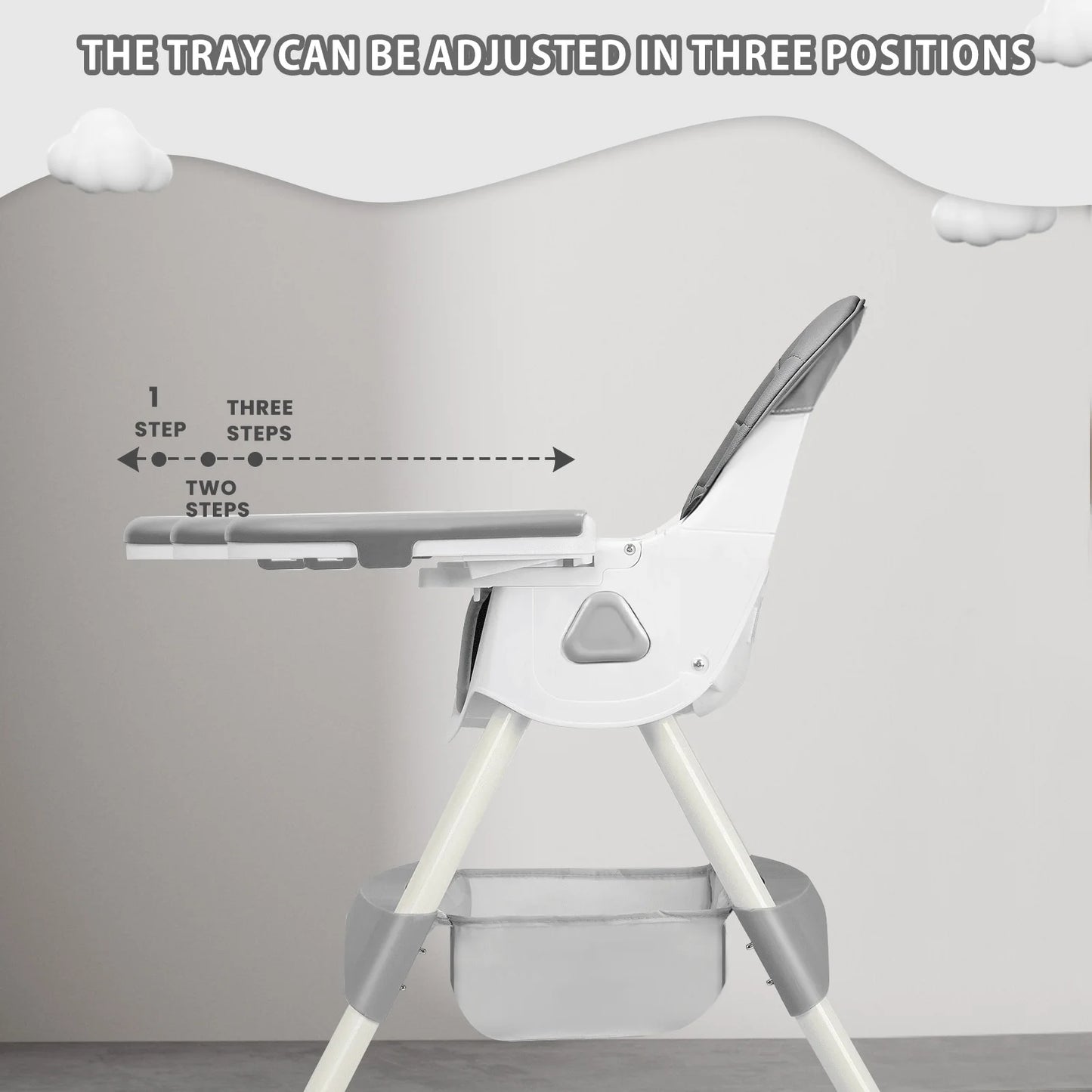 Foldable Baby High Chair 6 Months Plus, with Large Antislip Pad & ToyRack