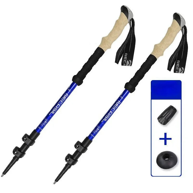 2PCS Trekking Poles Walking Sticks Alpenstock Telescopic Ultralight Premium Adjustable with Quick Lock Hiking Cane