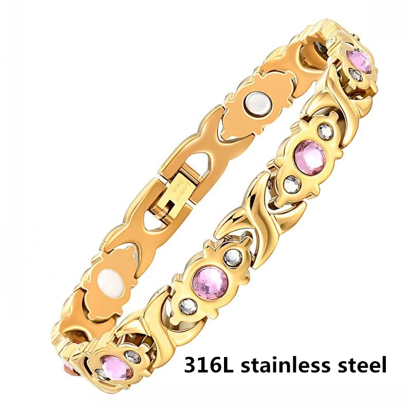 Titanium Steel Zirconia Bracelet Classic Retro Light Luxury Magnetic Therapy Bracelets - Hiron Store