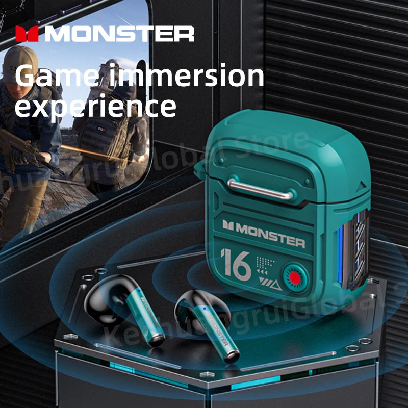 Monster Bluetooth 5.3 Earphones Mechanical Design Wireless Headphones Gamer Headset TWS Noise Reduction Sports Earbuds