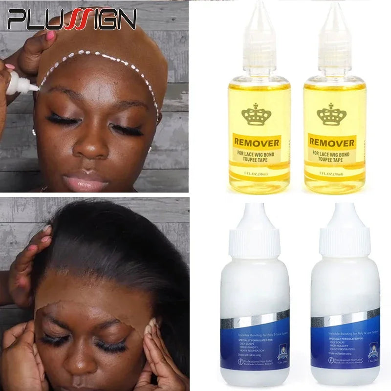 Plussign wig Glue with Remover set, Super hold hair Adhesive kit For Lace Wigs, Toupee &Closure