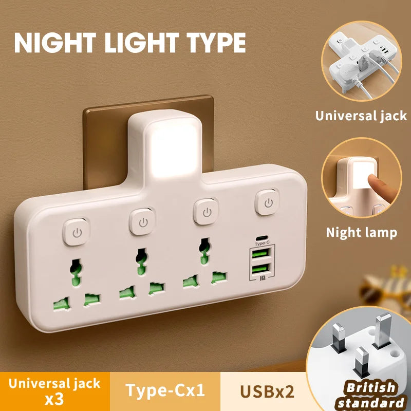 EU UK AU US Plug AC Outlet Power Strip Multiprise Wall Socket Universal Network Filter USB Charger