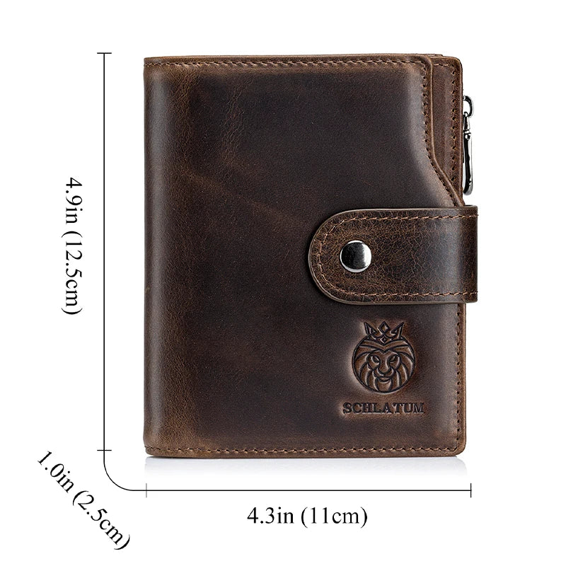 Genuine Leather Men Business Wallet RFID Men Card Id Holder Coin Purse Travel Wallet