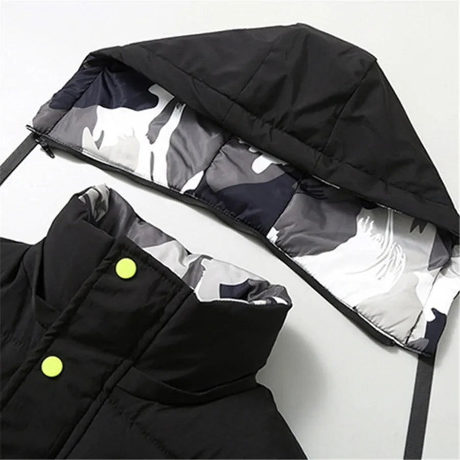 2027 Winter Padded Vest, Detachable Hooded Sleeveless   Jackets, Men's Clothes,   Coat Oversize Jackets 5XL