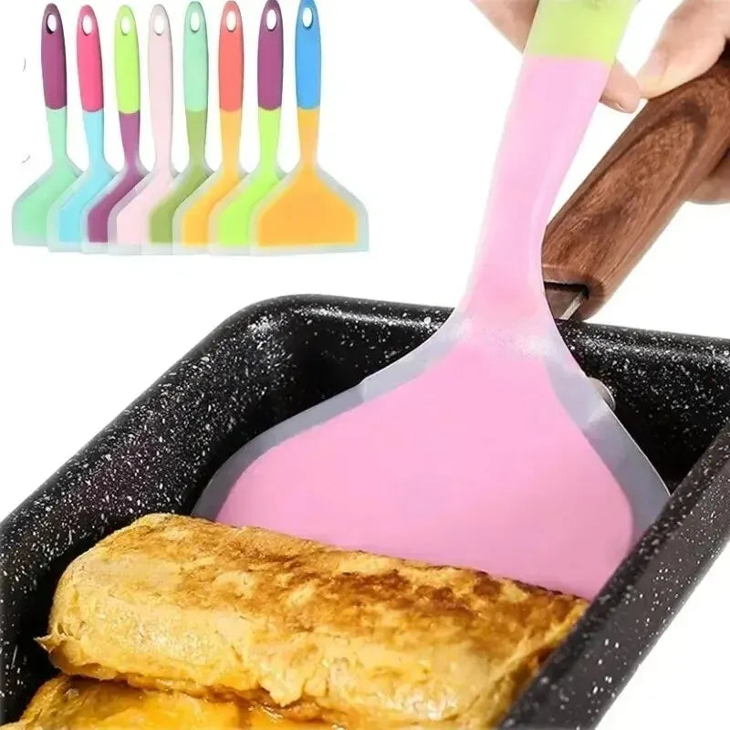 1PCS Random Color Silicone Kitchen Ware Cooking Utensils Spatula Beef Meat Egg Kitchen Scraper Wide Pizza Cooking Tools Shovel - Hiron Store