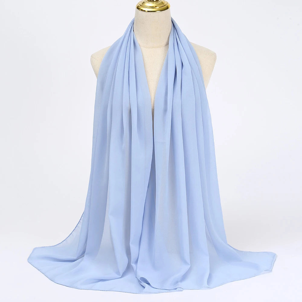 Muslim Chiffon hijab Scarf Long Solid Color Head Wrap Women's Hijabs & Scarves Jersey Hijab Veil