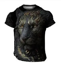 Daily Oversized Men's T-Shirt 3D Lion Print Tees Tops Summer Casual Animal Pattern Streetwear New Fashion Street Men Clothing - Hiron Store
