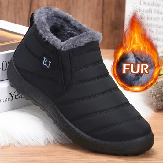 Waterproof Winter Boots for Women Plush Snow Boots Women Ankle Boots Warm Black Couple Cotton Platform Shoes