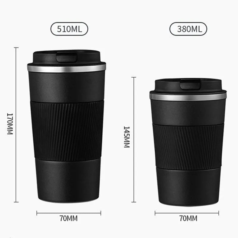 380ml/510ml Double Stainless Steel 304 Coffee Thermos Mug Leak-Proof Non-Slip Car Vacuum Flask Travel Thermal Cup Water Bottle - Hiron Store