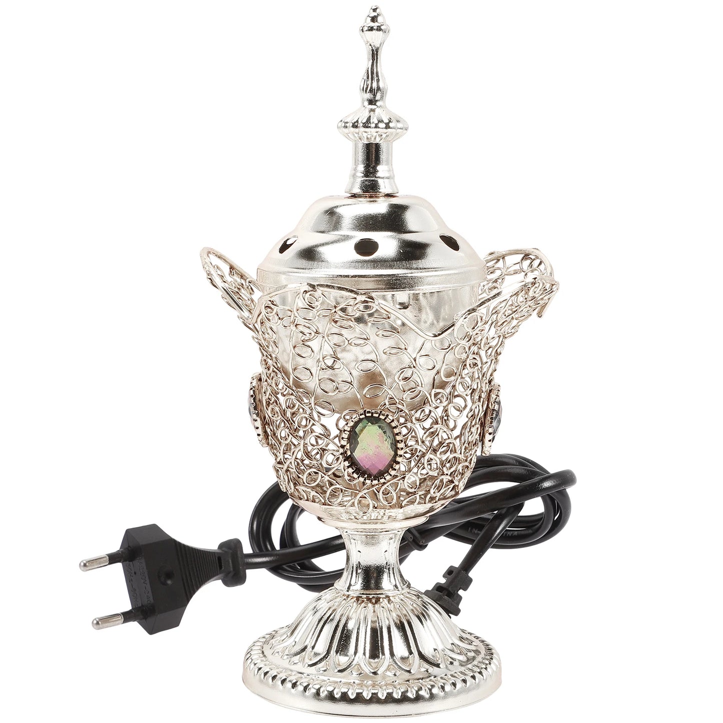 Metal Indoor Burner Middle East Church Electric Censer Metal Burner Vintage Sandalwood Burner (EU Plug)