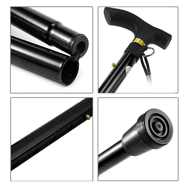 Adjustable Telescopic Portable Folding Aluminum Alloy Walking Stick Hiking Stick Non-Slip