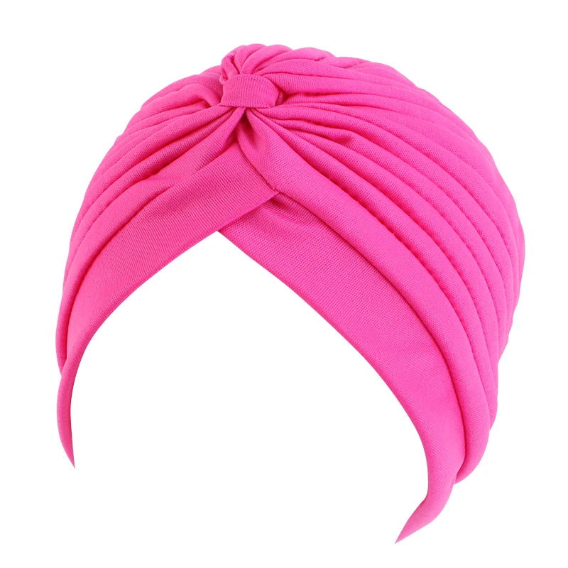 New Flower Decoration Turban, Solid Color Women's Head Wrap, Fashion Headwear, Bandana Cap