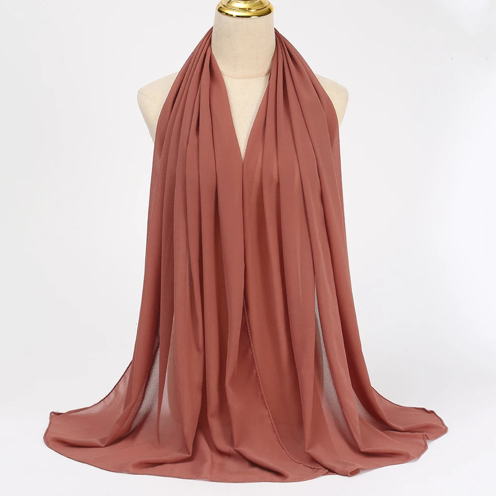 Muslim Chiffon hijab Scarf Long Solid Color Head Wrap Women's Hijabs & Scarves Jersey Hijab Veil