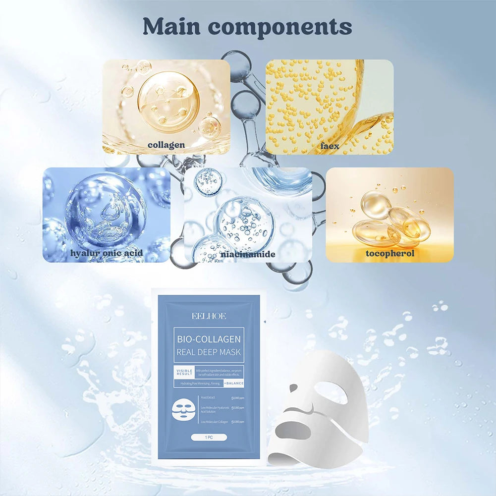 Bio Collagen Real Deep Moisturizing Mask Anti-Wrinkle Lifting Face Mask Hydrolyze Collagen Soluble Sheet Mask