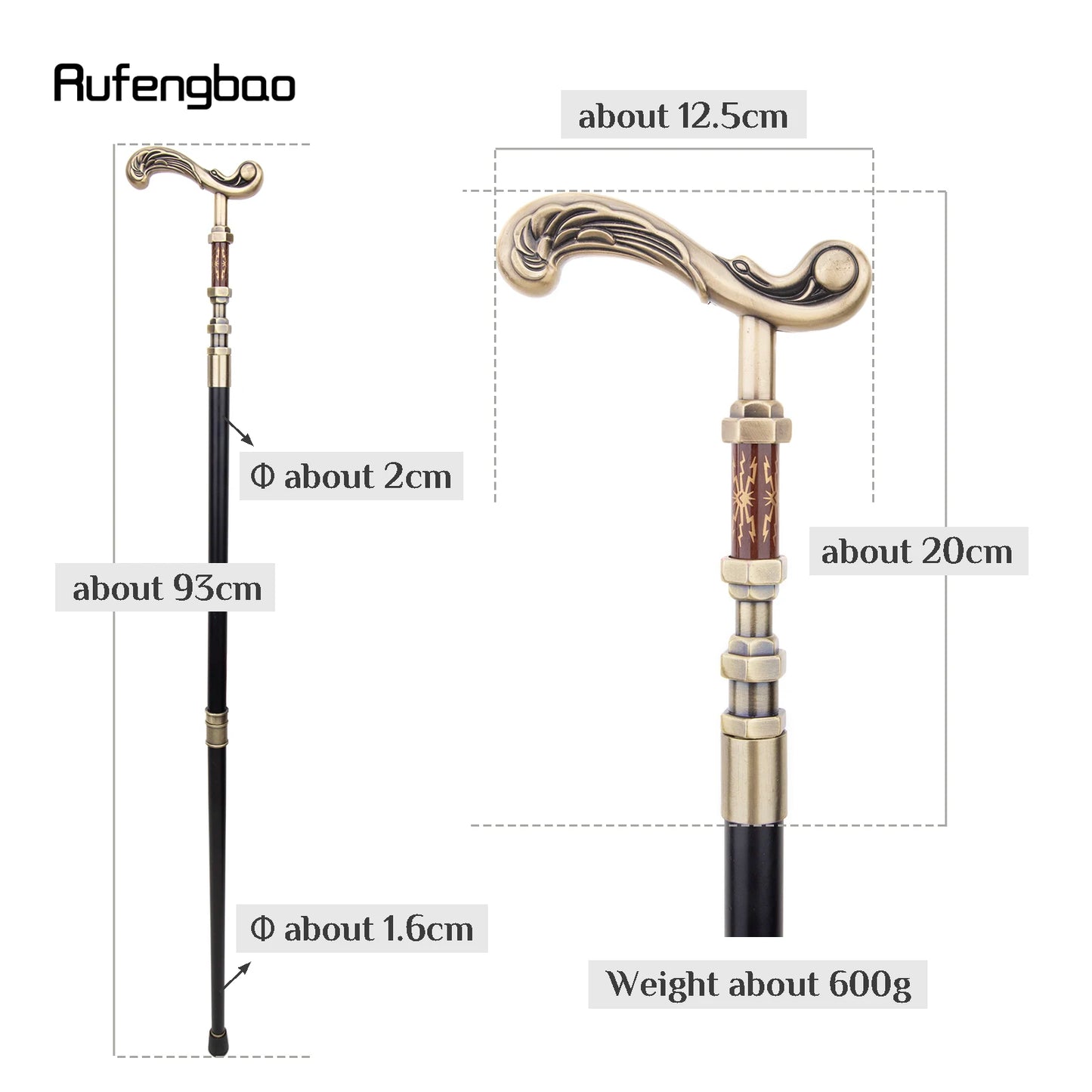 Golden Flower Walking Stick Decorative Party Fashionable Walking Cane Halloween Crosier 93cm